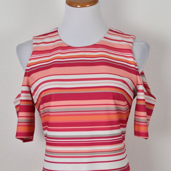 Calvin Klein Cold Shoulder Stripe Sheath Dress - 8 - Picture 3 of 9